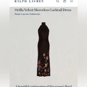 Ralph Lauren Orilla Velvet Sleeveless Cocktail Dress